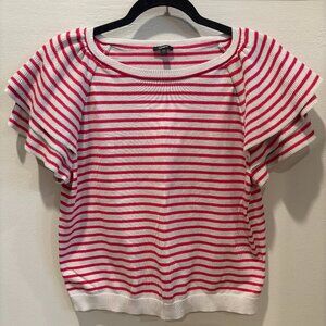 Express Women's Striped Flutter Sleeve Sweater | Size Large